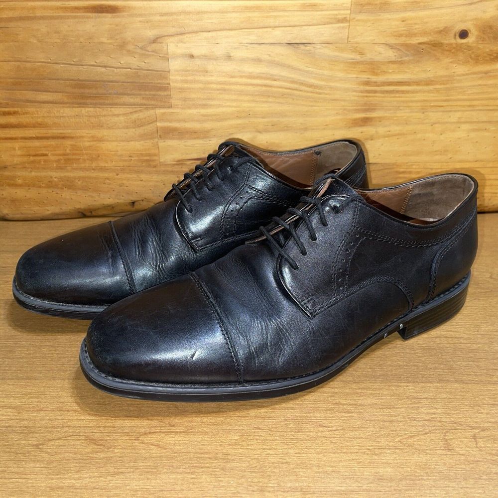 Johnston & Murphy Shoes‎ Men 11 Black Sheepskin Dress Casual Shoes Cap Toe